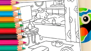 Coloring page Puppy's Cozy Bath Time: A Relaxing Bobbie Goods Coloring Page