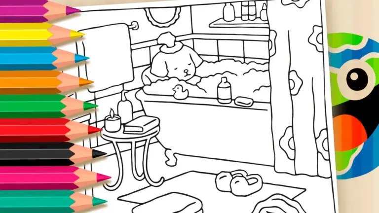 Puppy’s Cozy Bath Time: A Relaxing Bobbie Goods Coloring Page - Cute & Kawaii Coloring Pages Online