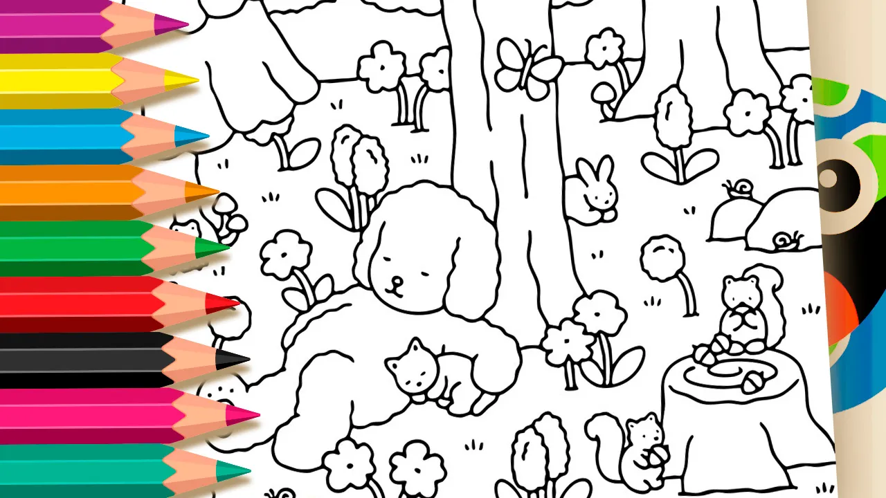 Friendship in the Enchanted Forest: A Cozy Bobbie Goods Coloring Page