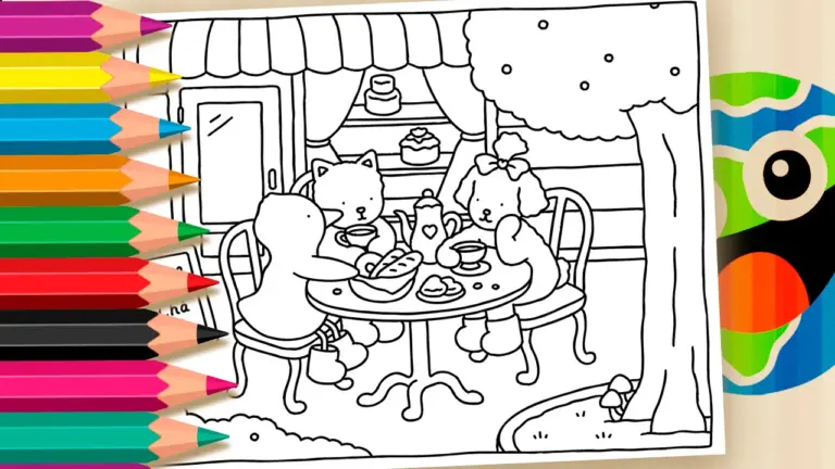 ☕ Bobbie Goods – Tea Time: an enchanting coloring page! - Cute & Kawaii Coloring Pages Online