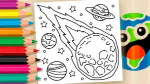 Coloring page Asteroid in Space