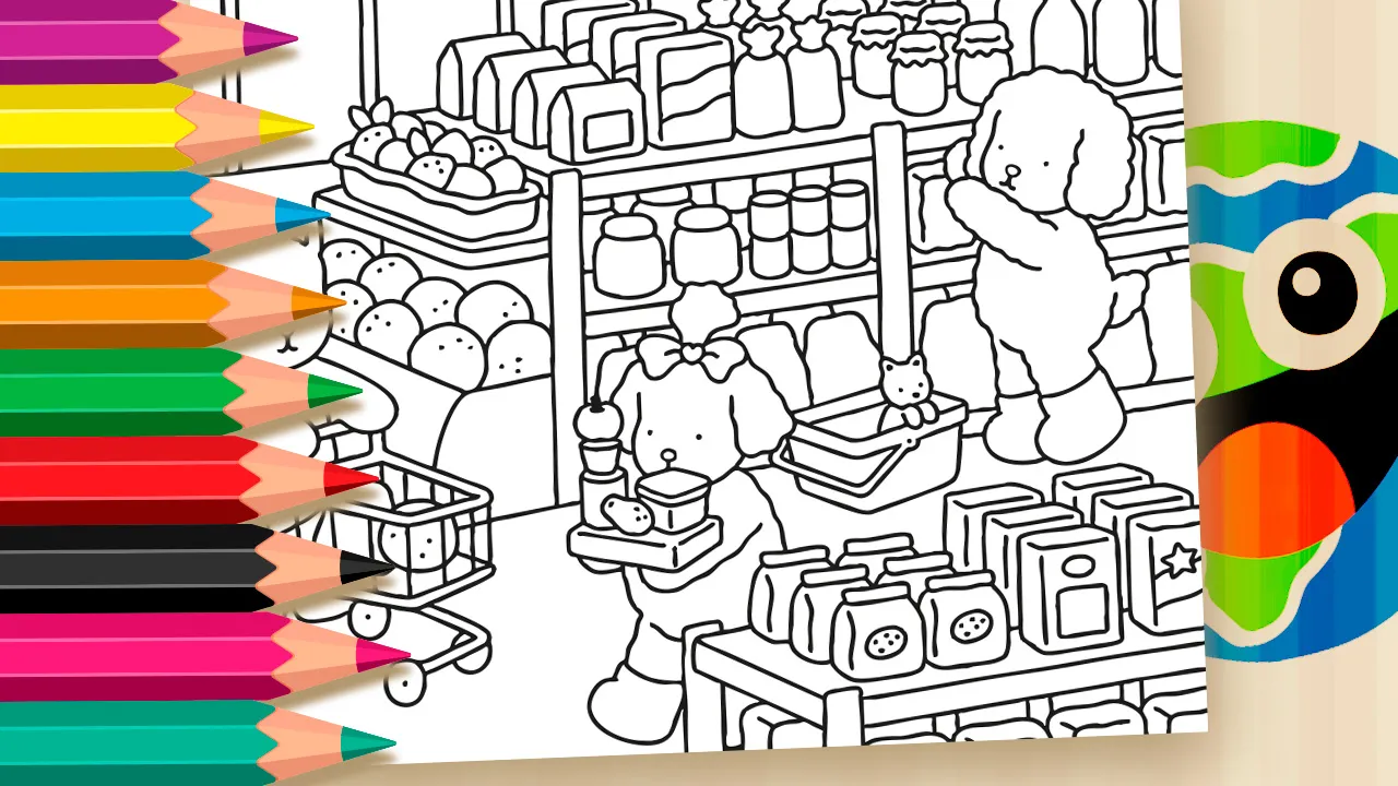 Coloring Page: Bobbie Goods Shopping at the Market