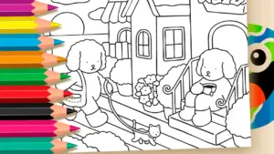 Coloring page Coloring Page: Bobbie Goods Walking with Kitten