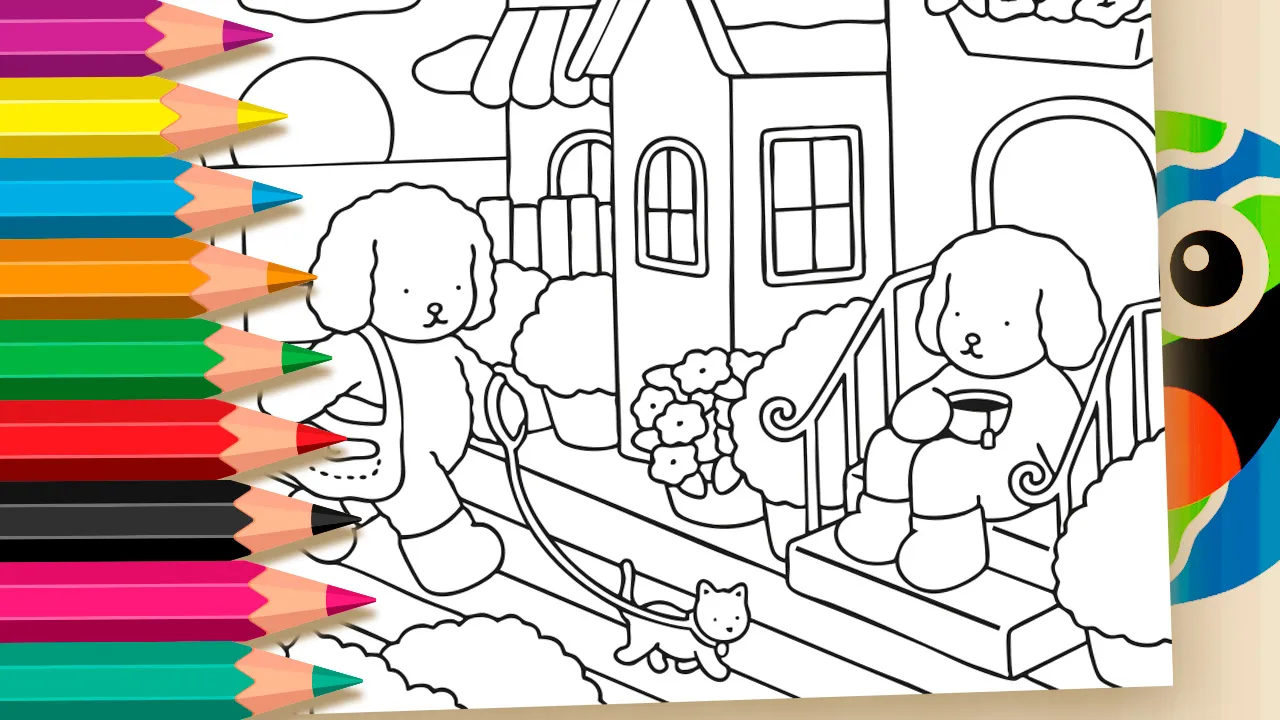 Coloring Page: Bobbie Goods Walking with Kitten