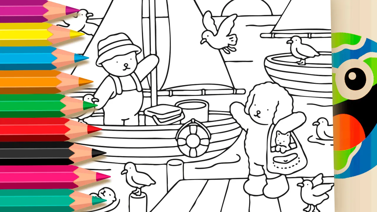 Coloring Page: Boat Trip with Bobbie Goods