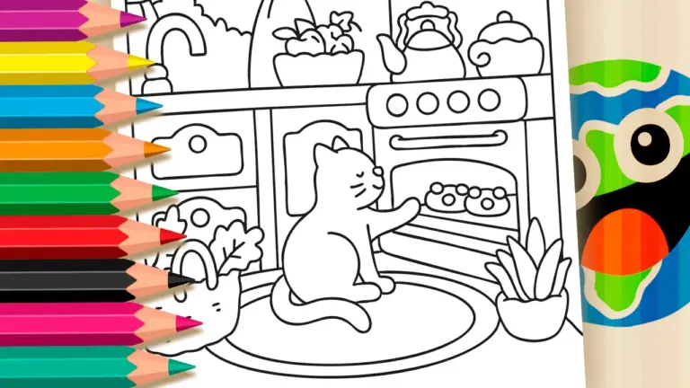 The Little Chef Kitty and Her Magical Cookies: A Coloring Adventure! - Cute & Kawaii Coloring Pages Online