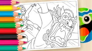 Coloring page K-Pop vs. Demons: Color Rumi's Epic Showdown!