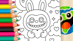 Coloring page Coloring Page: LABUBU of Love