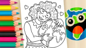 Coloring page Coloring Page: Love for Our Home! Color the Earth Online