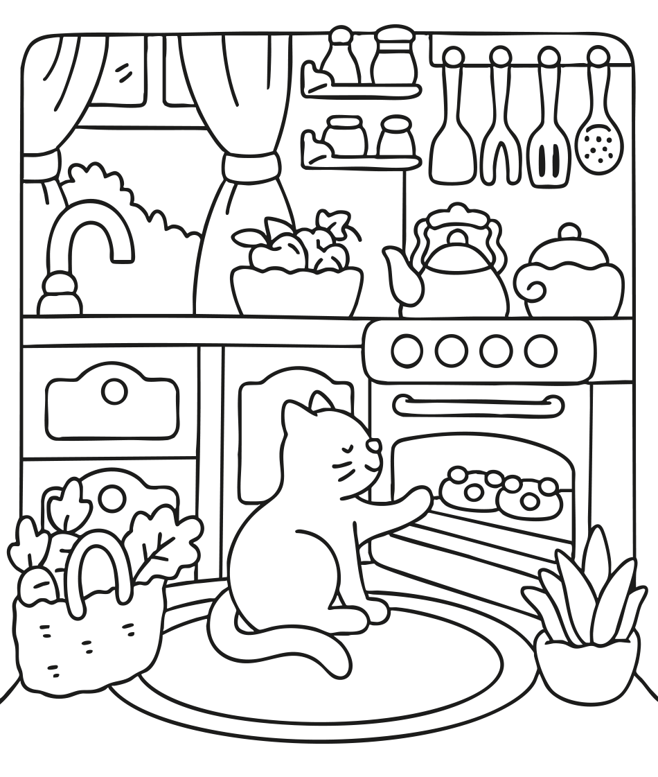The Little Chef Kitty and Her Magical Cookies: A Coloring Adventure!