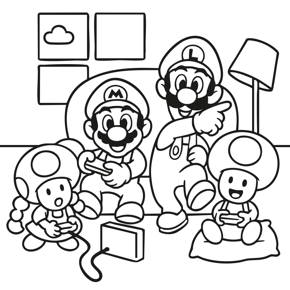 Level Up! Color Mario and Friends' Epic Game Night