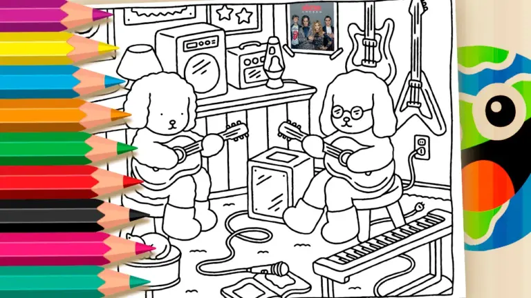 The Cutest Jam Session Ever: Color Bobbie Goods x Måneskin! - Cute & Kawaii Coloring Pages Online