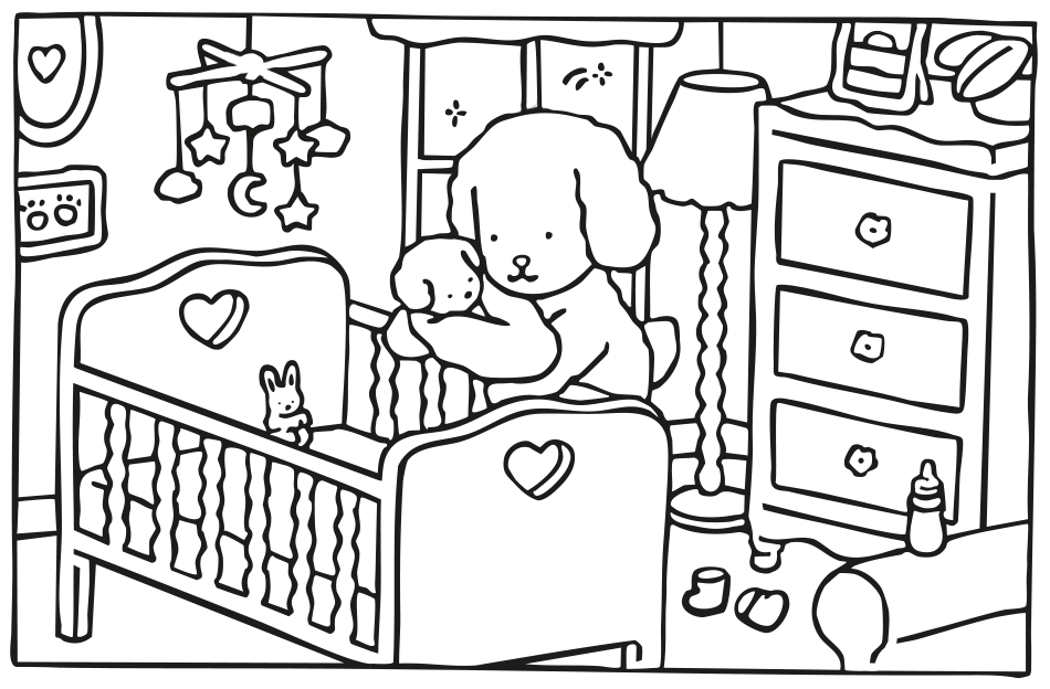 Cute Puppies & Baby Room  |   & Printable for Kids in Bobbie Goods's Style