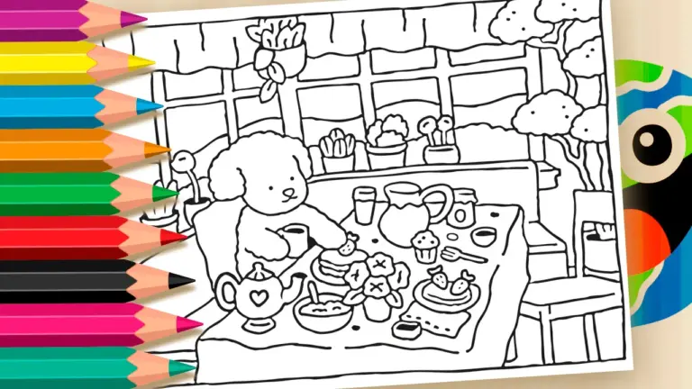 Bobbie Goods Tea Party Coloring Page | Free Online & Printable - Cute & Kawaii Coloring Pages Online