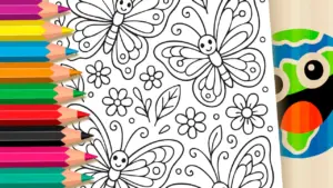 Coloring page Butterflies Garden Coloring Page | Free Online & Printable