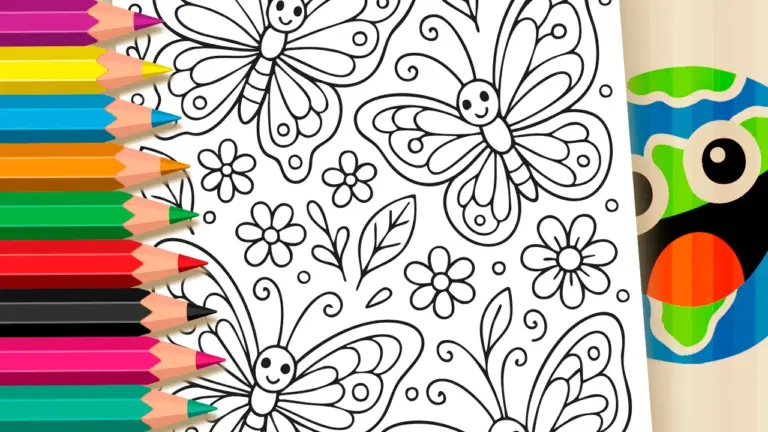 Butterflies Garden Coloring Page | Free Online & Printable - Nature & Landscape Coloring Pages