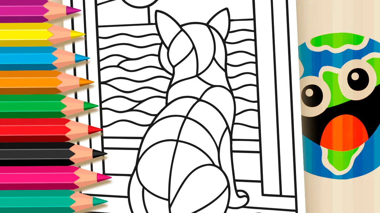 Cat at Window Coloring Page | Free Online & Printable