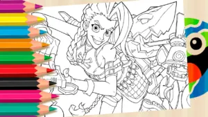Coloring page Unleash Chaos with Jinx from 2XKO: Online Coloring Page!