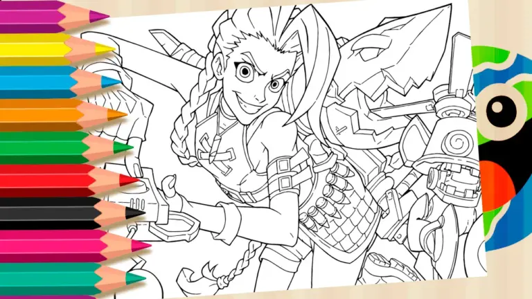 Unleash Chaos with Jinx from 2XKO: Online Coloring Page! - Famous Characters Coloring Pages