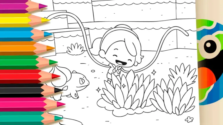 Bulbasaur in Pokopia: Magical Pokémon Coloring Page (Free & Printable) - Famous Characters Coloring Pages