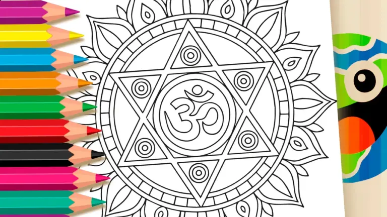 Om Mandala Coloring Page | Free Online & Printable - Relaxing and Adult Coloring Pages: Mindfulness & Mandalas