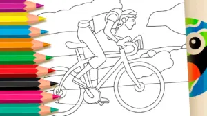 Coloring page Free Printable Cyclist Coloring Page | Wheel World Inspired