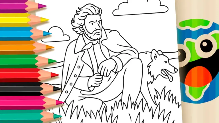 Journey to the Frontier: Color a Legendary Scene from Dances with Wolves - Famous Characters Coloring Pages
