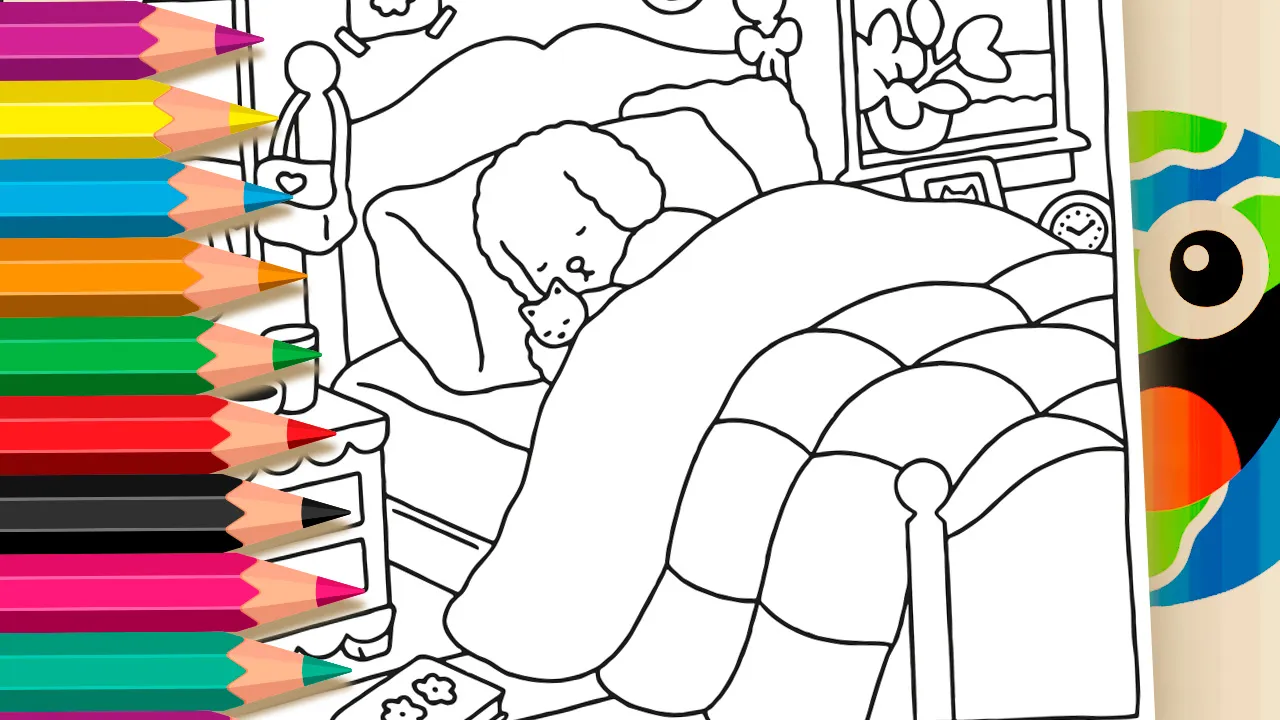 Cute Bedroom Bobbie Goods Style Coloring Page | Free Online