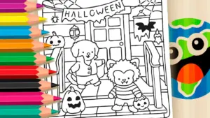 Coloring page Cute Halloween Online Coloring Page | WorldColoring