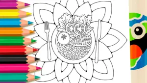 Coloring page Healthy Plate Coloring Page | Free Online Printable for Kids