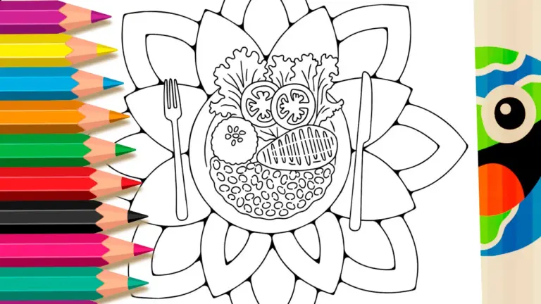 Healthy Plate Coloring Page | Free Online Printable for Kids - Nature & Landscape Coloring Pages