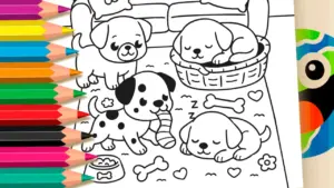 Coloring page Cute Puppy Coloring Page Online | WorldColoring