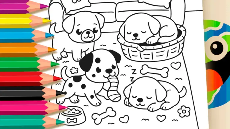 Cute Puppy Coloring Page Online | WorldColoring - Cute & Kawaii Coloring Pages Online