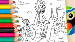Coloring page Rick and Morty Snail Ride Coloring Page | Free Online & Printable