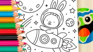 Coloring page Space Bunny Online Coloring Page | WorldColoring