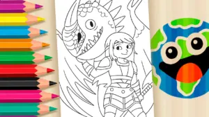 Coloring page Color Astrid and Stormfly Online Free | How to Train Your Dragon Coloring Pages