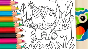 Coloring page Color Dinosaur Triceratops Online - Have Fun for Free!