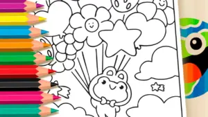 Coloring page Color Frog with Balloons Online - Have Fun for Free!