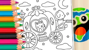 Coloring page Color Kitty in a Carriage Online - Have Fun for Free!