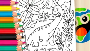 Coloring page Color This Dinosaur Brachiosaurus Eating Online - Have Fun for Free!