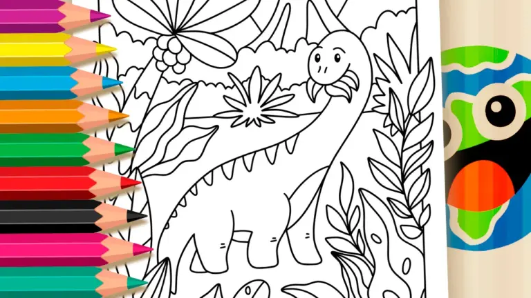 Color This Dinosaur Brachiosaurus Eating Online – Have Fun for Free! - Nature & Landscape Coloring Pages