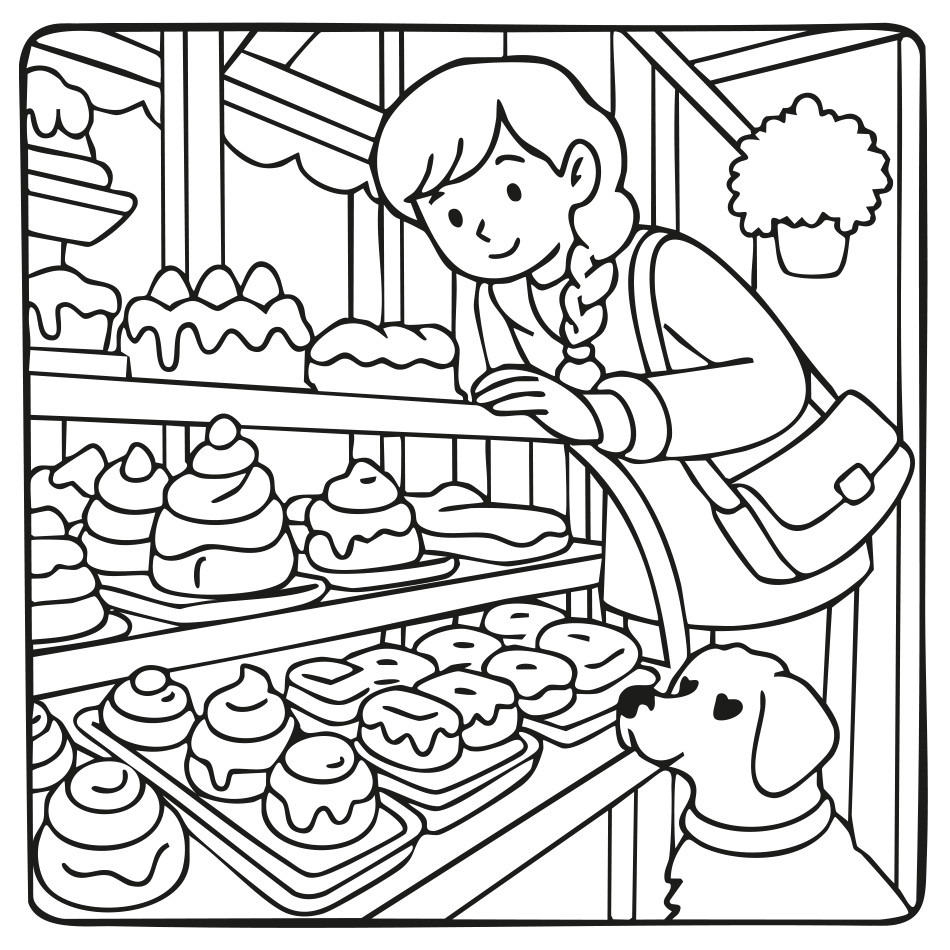 Bakery Shop with My Dog   | WorldColoring