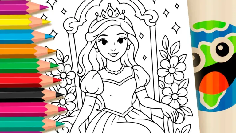 Beautiful Princess Online Coloring Page | WorldColoring - Famous Characters Coloring Pages