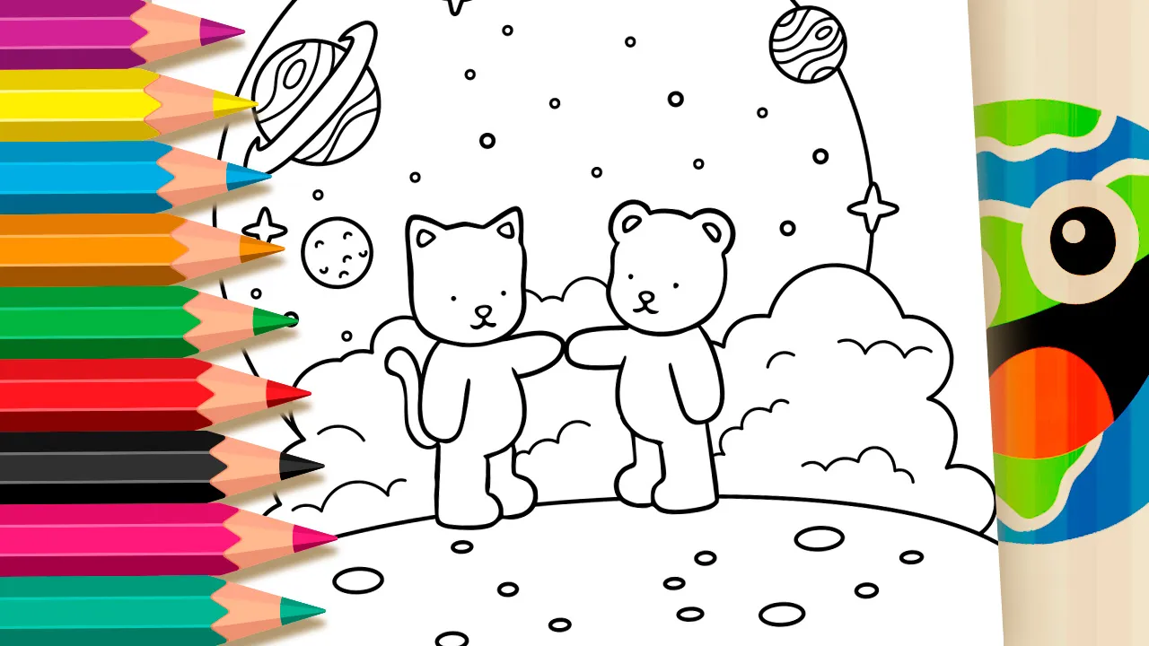 Bobbie Goods Style Coloring Page: Friendship to Space – Print Free!