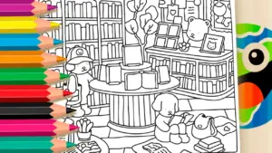 Coloring page Color this Bobbie Goods Library Scene Online - Free Coloring Page!
