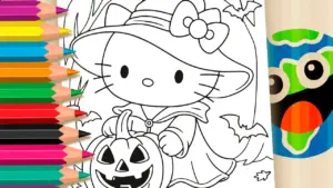 Coloring page Halloween Hello Kitty Online Coloring Page
