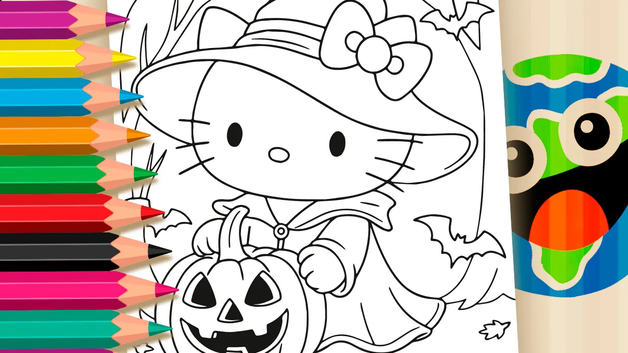 Halloween Hello Kitty Online Coloring Page