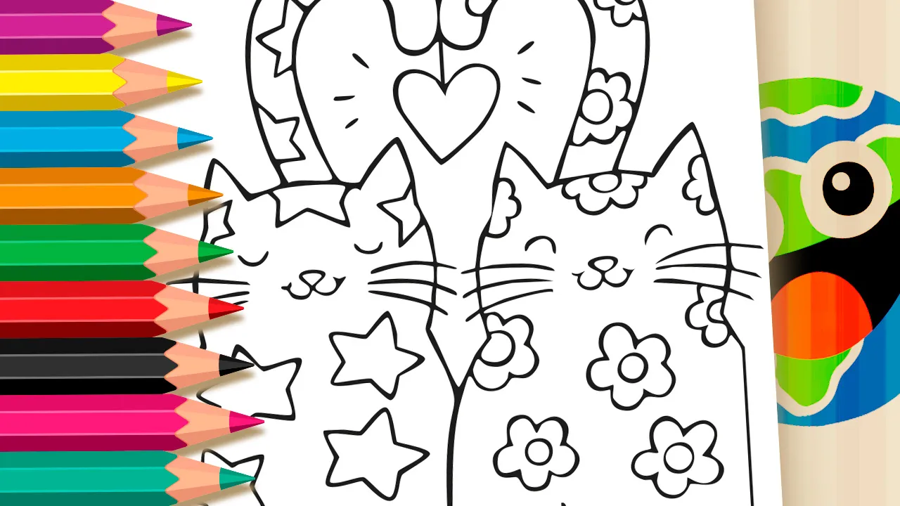 Cute Cats Online Coloring Page | WorldColoring
