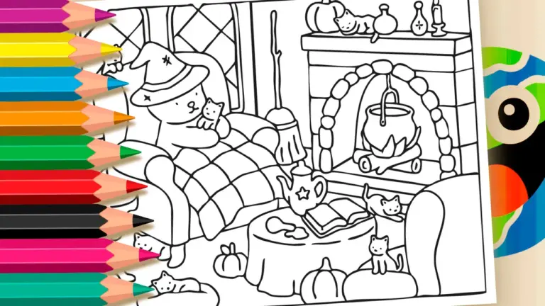 Bobbie Goods Halloween Cats Coloring Page Online - Cute & Kawaii Coloring Pages Online