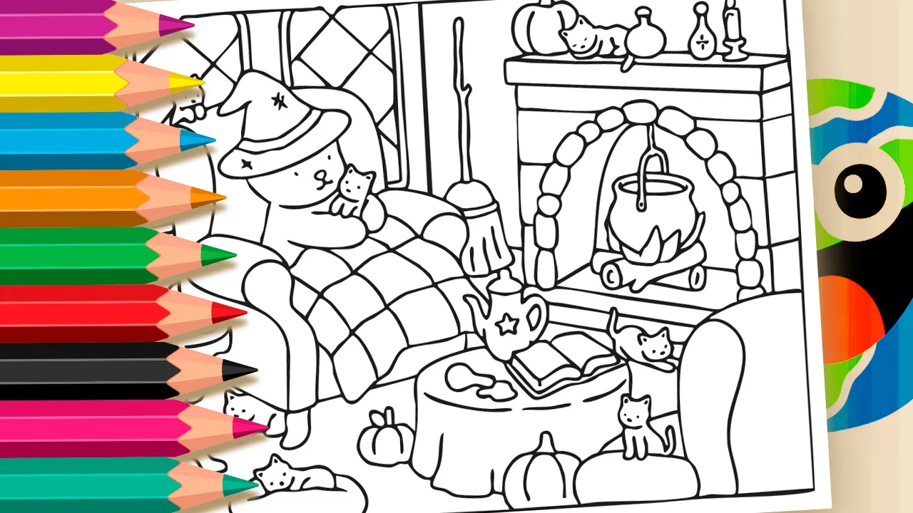 Bobbie Goods Halloween Cats Coloring Page Online
